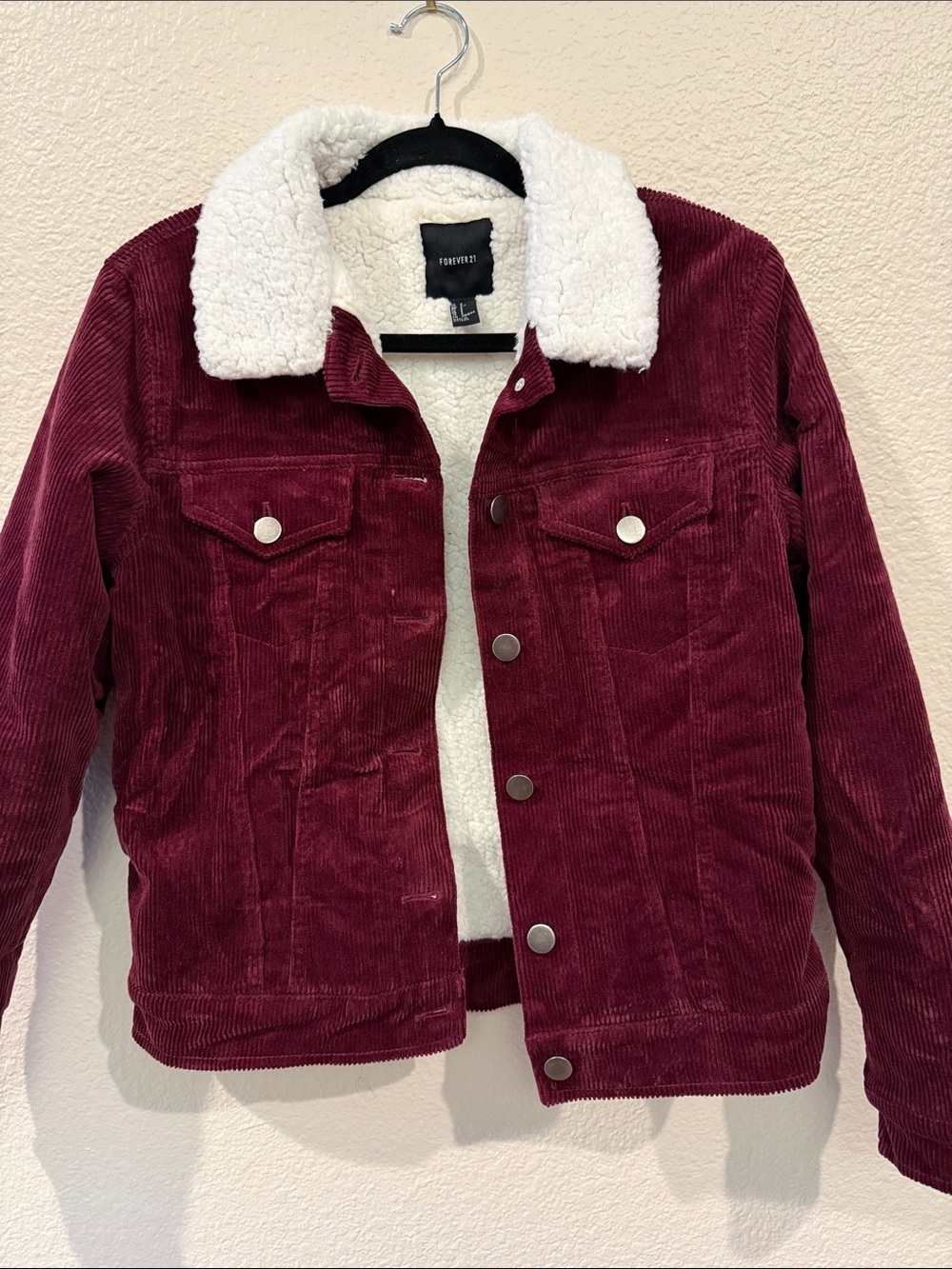Forever 21 Burgundy Corduroy Lined Jacket